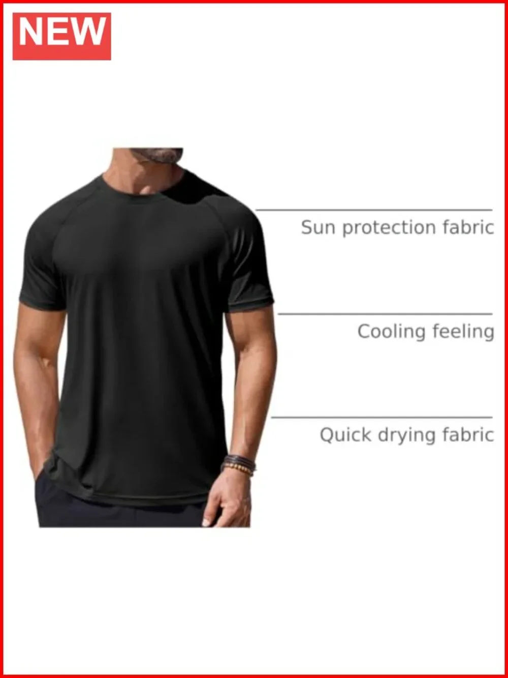 Men's UPF 50+ Rash Guard Swim Shirt Quick Dry UV Protection Tee for Surfing